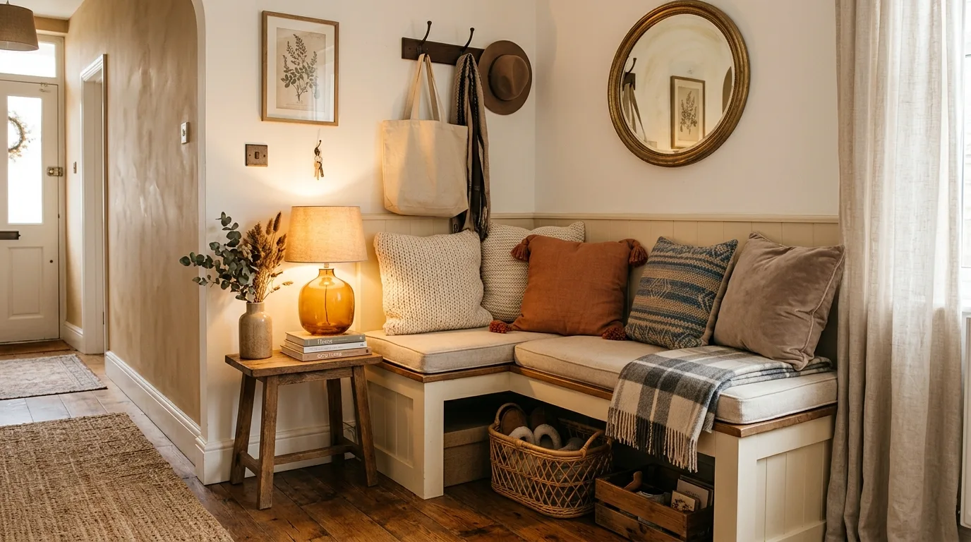 Choose colors that feel warm and immediately inviting inspiration for an entryway.